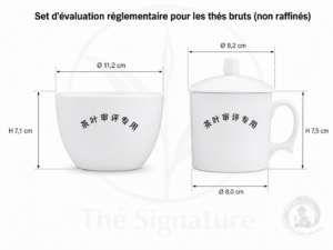 Tasse et bol d'évaluation homologués pour thés non raffinés (thés bruts)