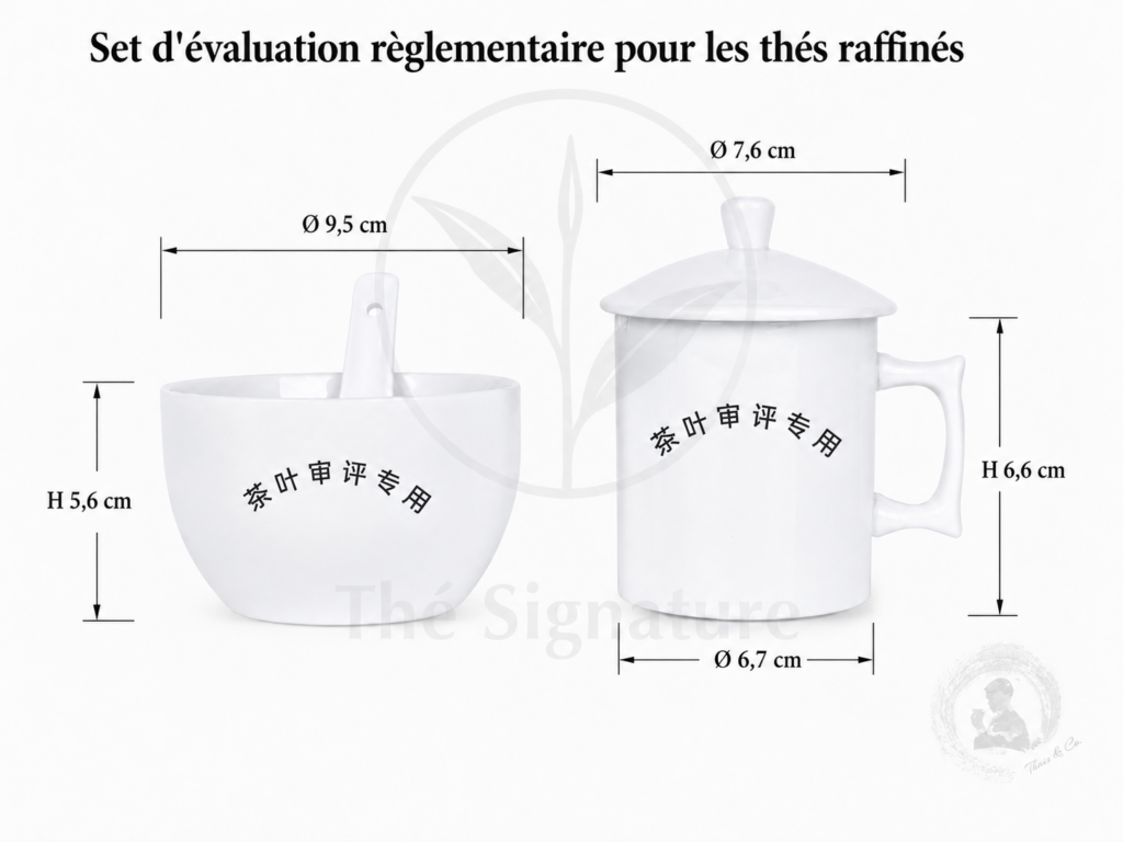 Tasse et bol d'évaluation homologués pour les thés raffinés
